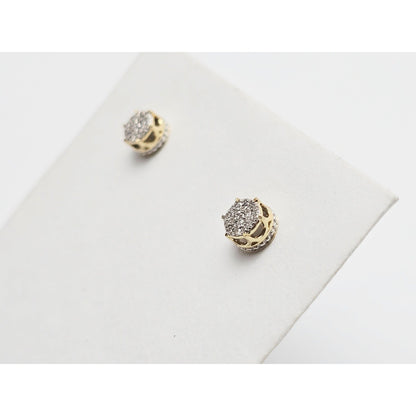 10K Yellow Gold Round Shaped Diamond Stud Earrings