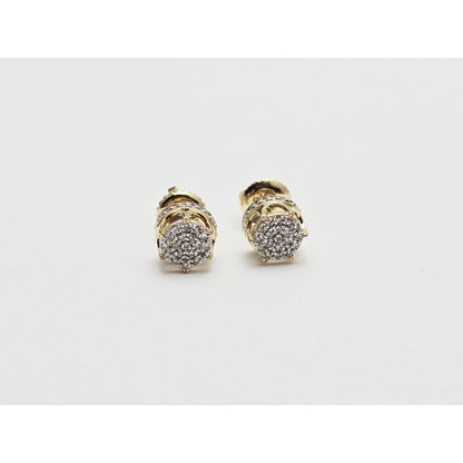 10K Yellow Gold Round Shaped Diamond Stud Earrings
