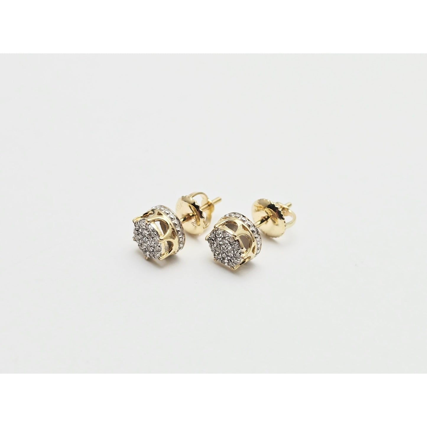 10K Yellow Gold Round Shaped Diamond Stud Earrings