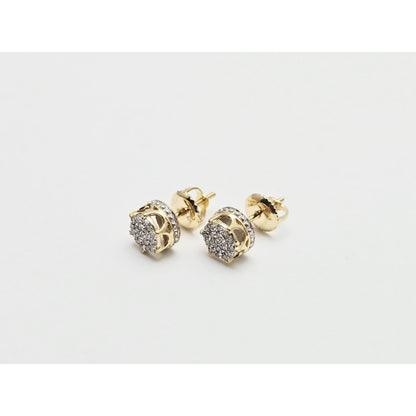 10K Yellow Gold Round Shaped Diamond Stud Earrings