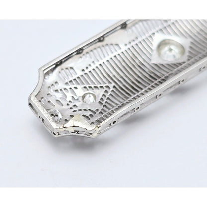 Vintage 950 Platinum Old Cut Diamond Drop Down Bar Charm Pendant