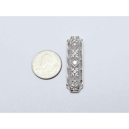 Vintage 950 Platinum Old Cut Diamond Drop Down Bar Charm Pendant