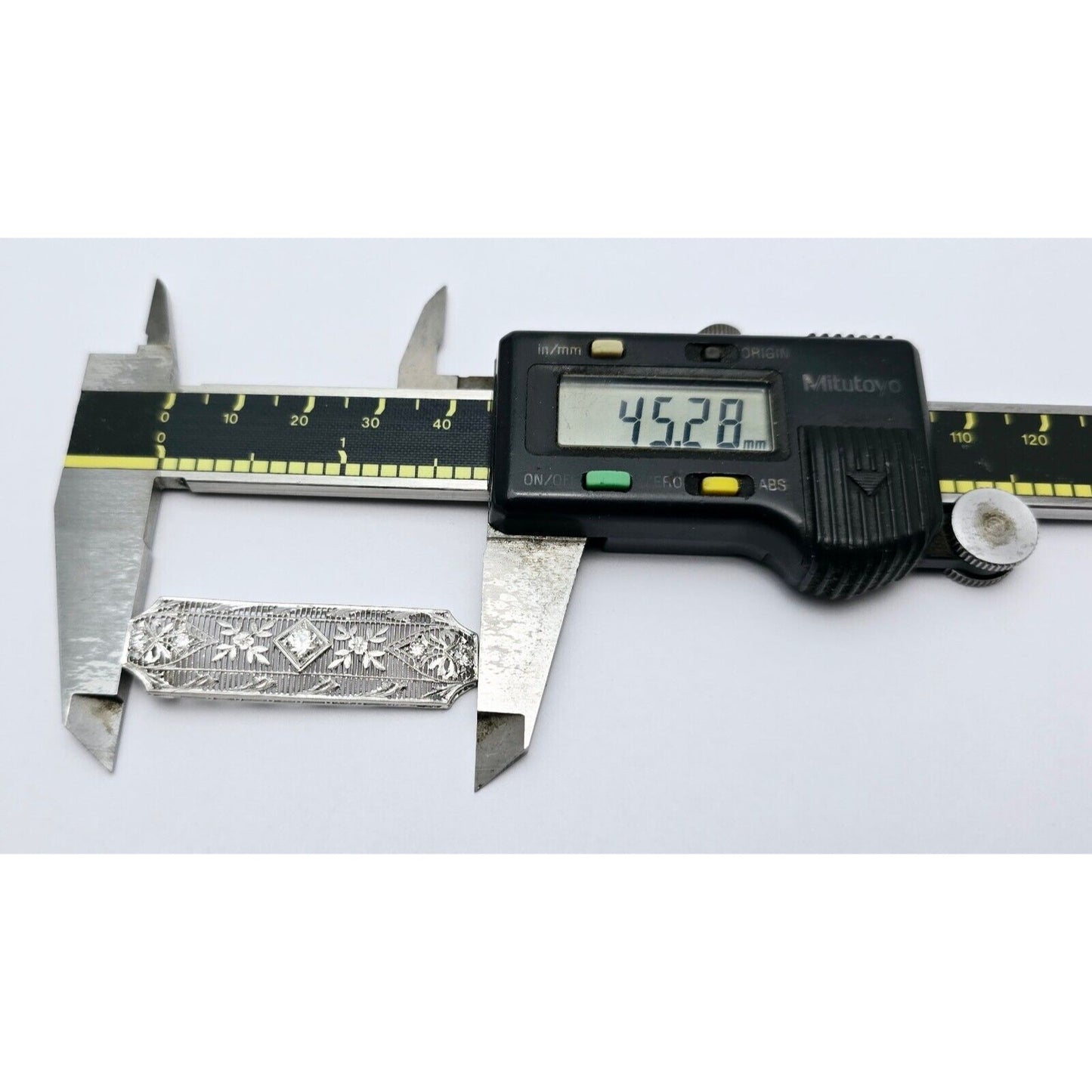 Vintage 950 Platinum Old Cut Diamond Drop Down Bar Charm Pendant