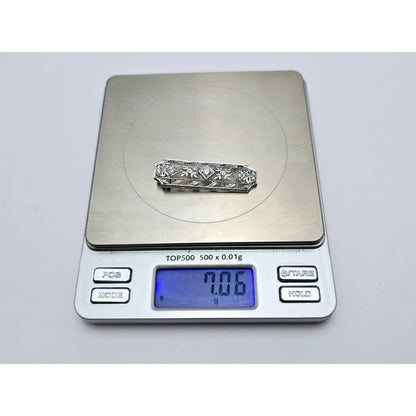 Vintage 950 Platinum Old Cut Diamond Drop Down Bar Charm Pendant