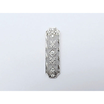 Vintage 950 Platinum Old Cut Diamond Drop Down Bar Charm Pendant