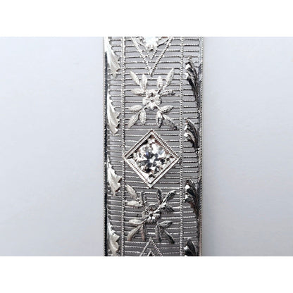 Vintage 950 Platinum Old Cut Diamond Drop Down Bar Charm Pendant