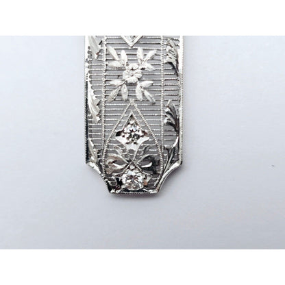 Vintage 950 Platinum Old Cut Diamond Drop Down Bar Charm Pendant