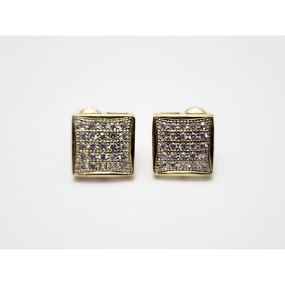 10K Yellow Gold Square Shaped Cubic Zirconia Stud Earrings