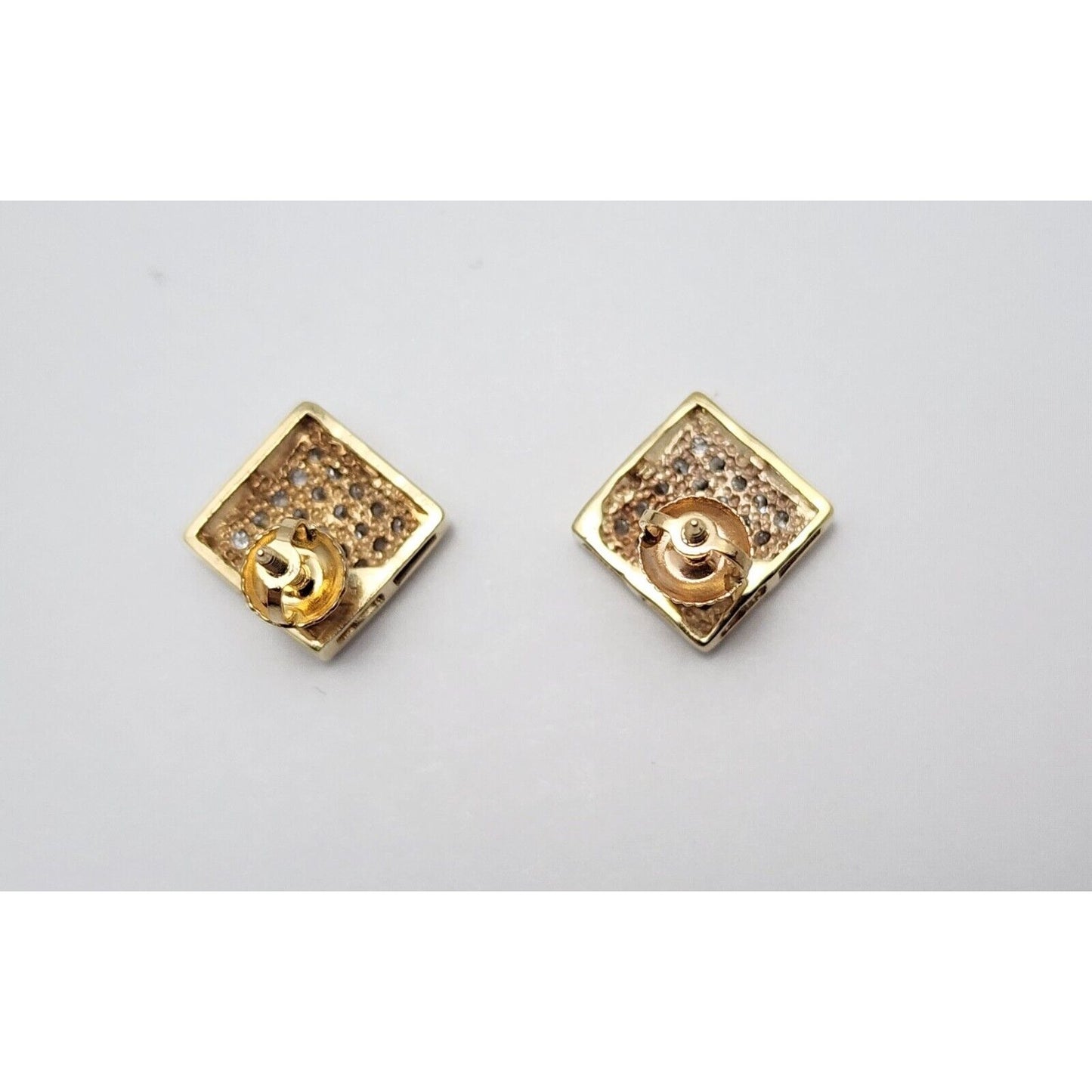 10K Yellow Gold Square Shaped Cubic Zirconia Stud Earrings