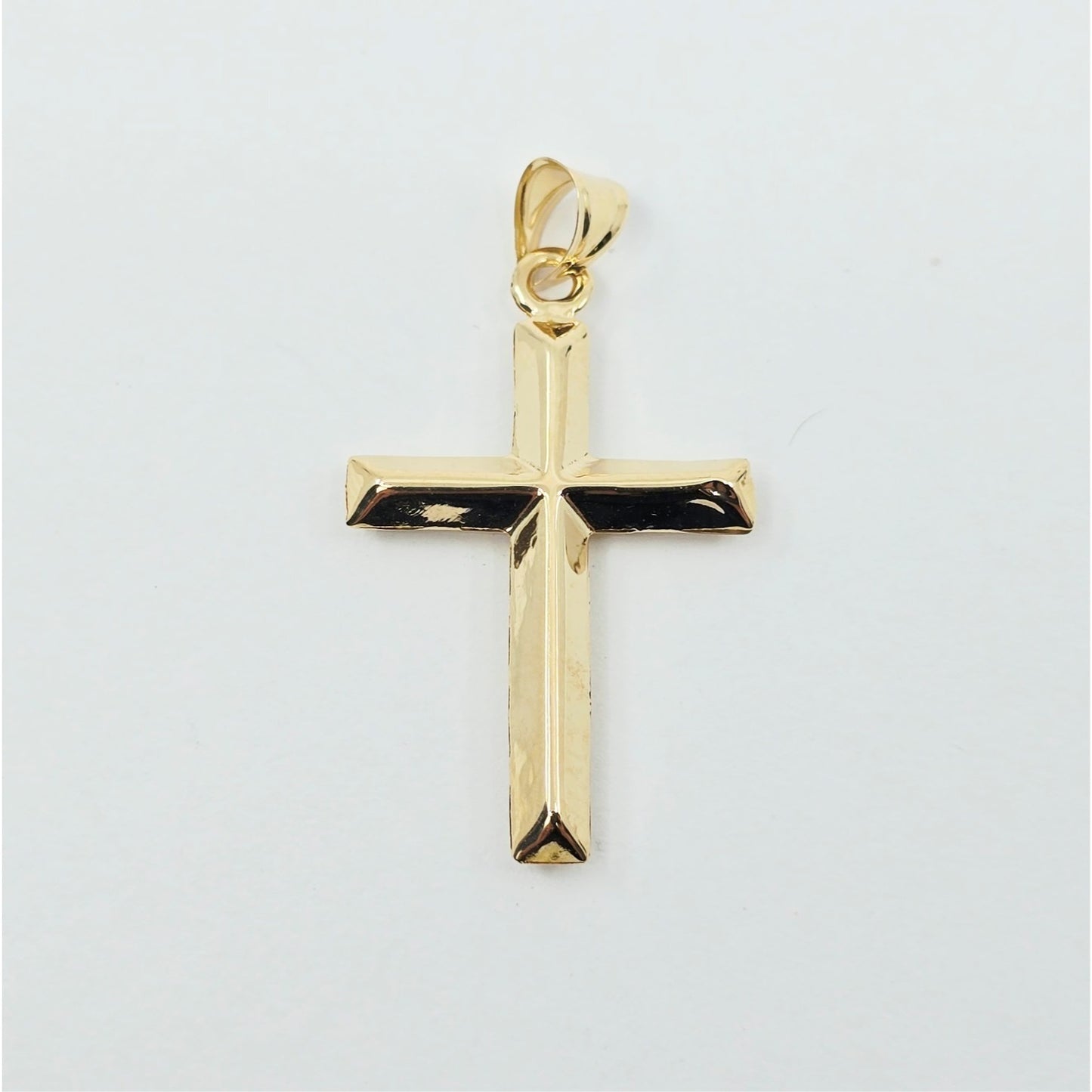 14K Yellow Gold Religious Jesus on Cross CZ Charm Pendant