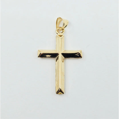 14K Yellow Gold Religious Jesus on Cross CZ Charm Pendant