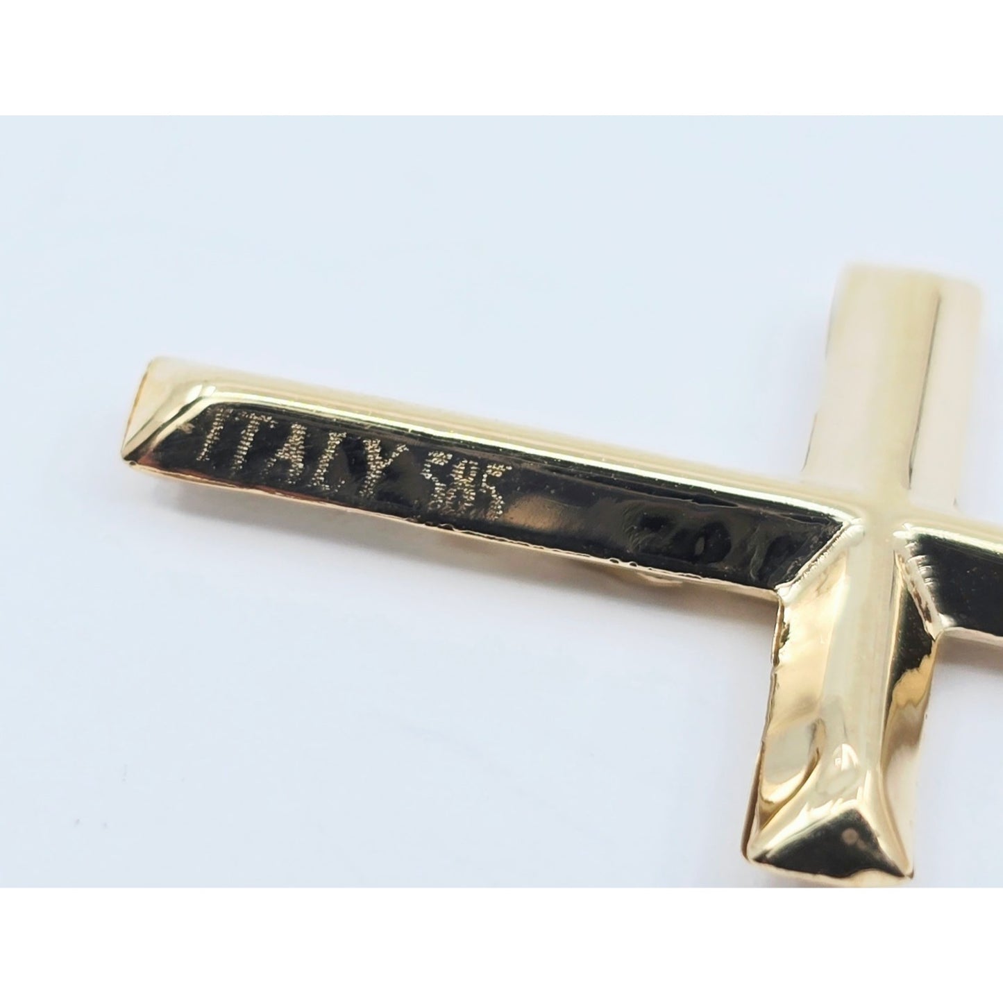 14K Yellow Gold Religious Jesus on Cross CZ Charm Pendant
