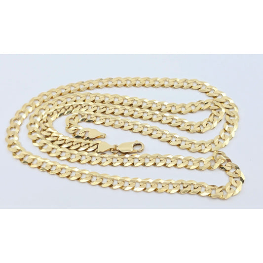 14K Yellow Gold Flat Cuban Link Chain Necklace