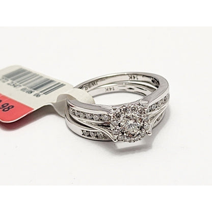 14K White Gold Diamond Engagement & Band Ring Set