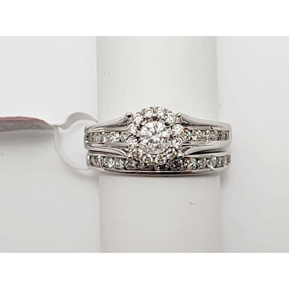 14K White Gold Diamond Engagement & Band Ring Set