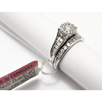 14K White Gold Diamond Engagement & Band Ring Set