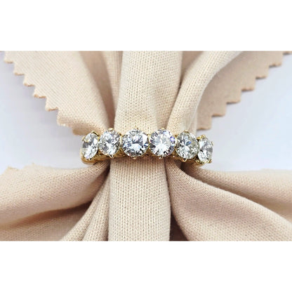14K Yellow Gold Single Row Diamond Engraved Ring