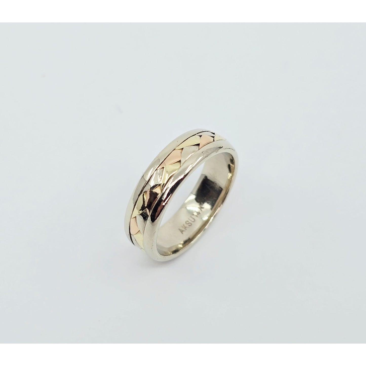 14K Tri Tone Gold Braided Wedding Band Ring