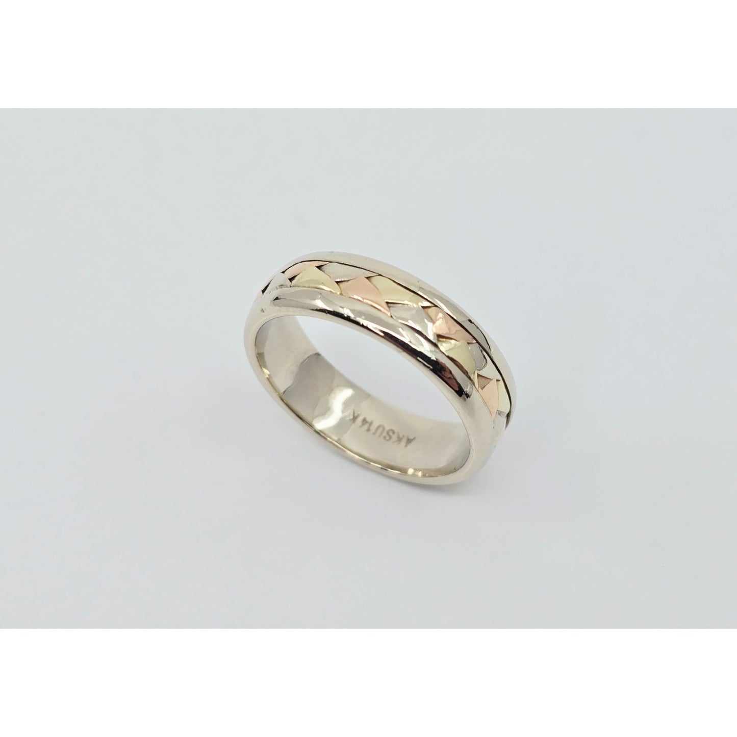 14K Tri Tone Gold Braided Wedding Band Ring