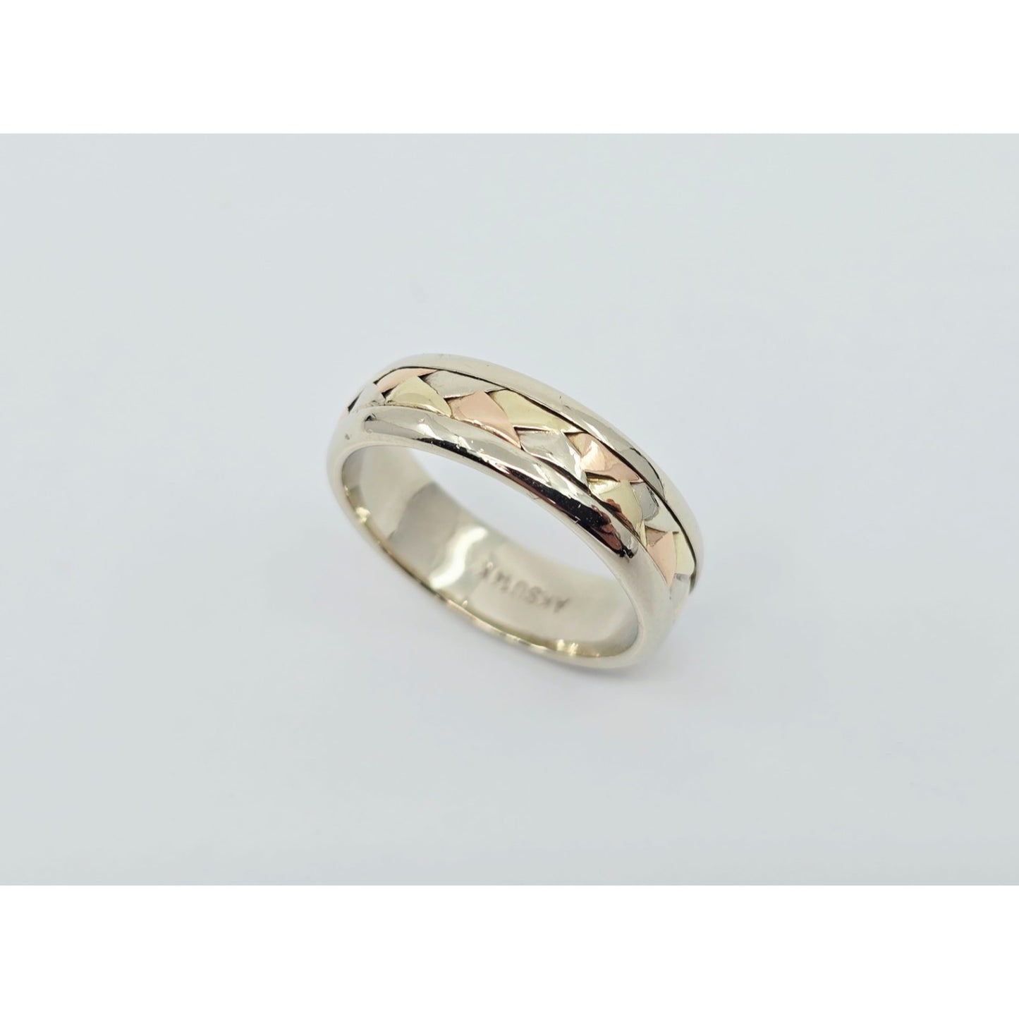 14K Tri Tone Gold Braided Wedding Band Ring