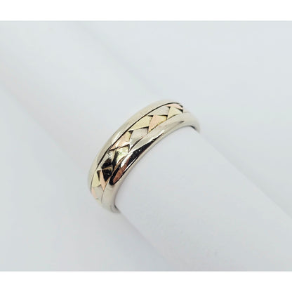 14K Tri Tone Gold Braided Wedding Band Ring