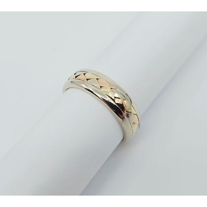14K Tri Tone Gold Braided Wedding Band Ring