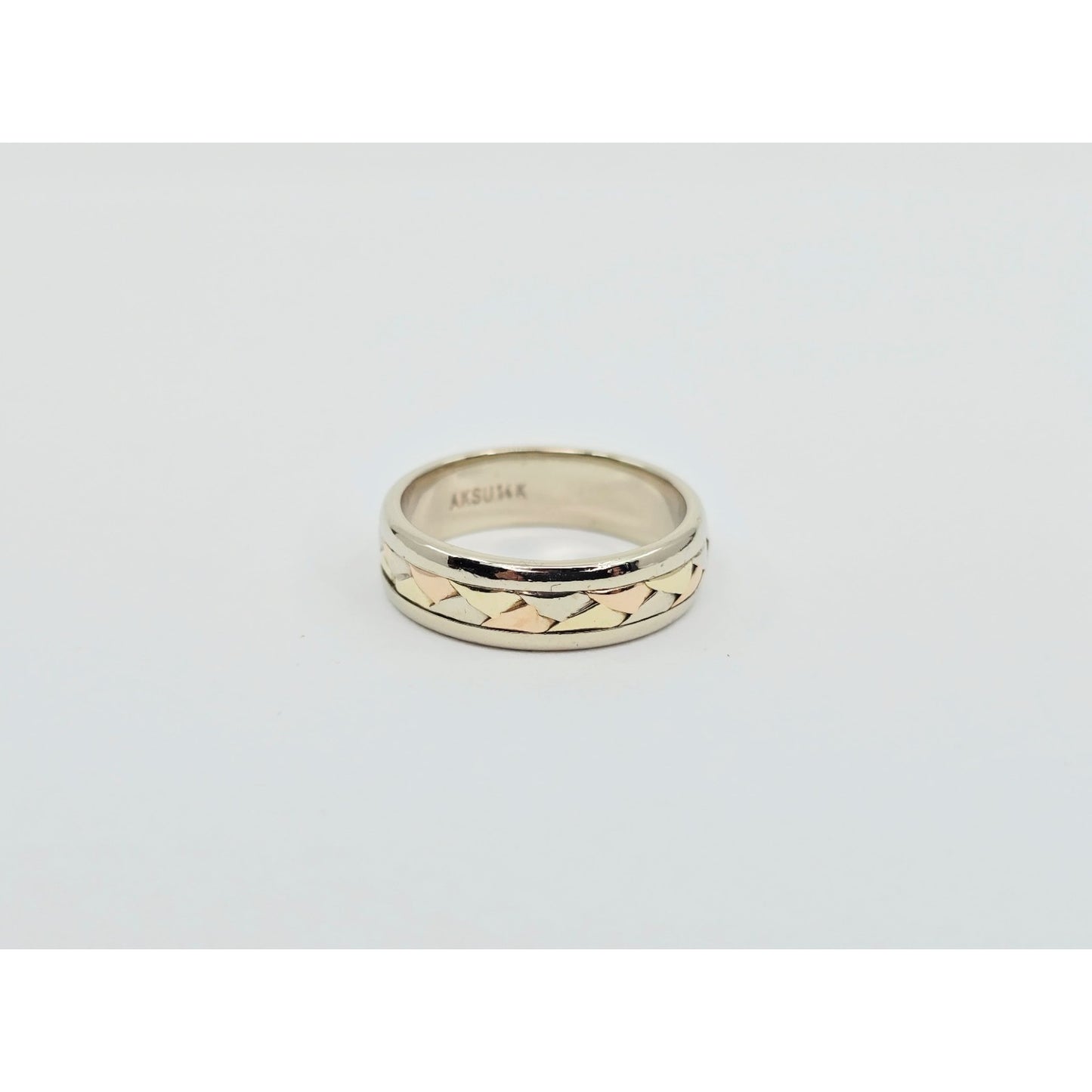 14K Tri Tone Gold Braided Wedding Band Ring