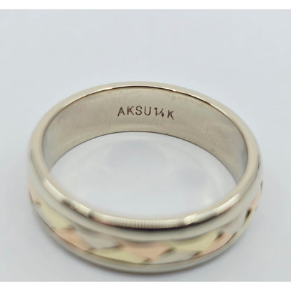 14K Tri Tone Gold Braided Wedding Band Ring