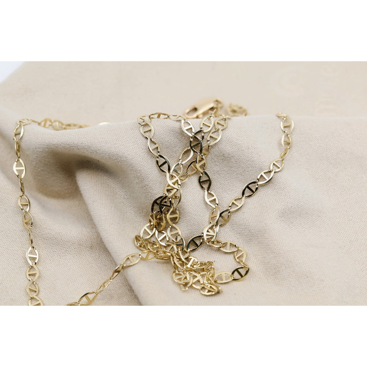 10K Yellow Gold Mariner Anchor Link Chain Necklace