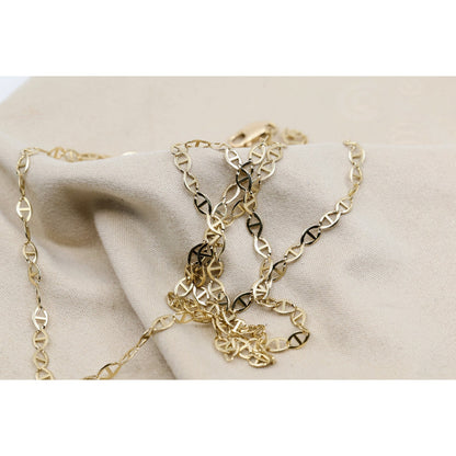 10K Yellow Gold Mariner Anchor Link Chain Necklace