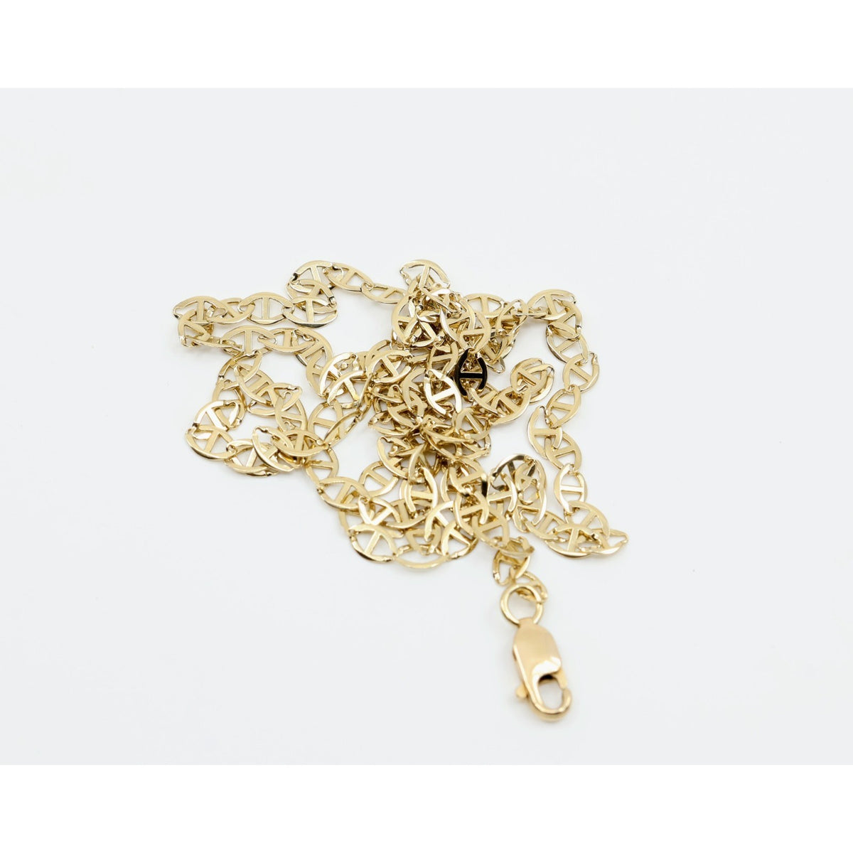 10K Yellow Gold Mariner Anchor Link Chain Necklace