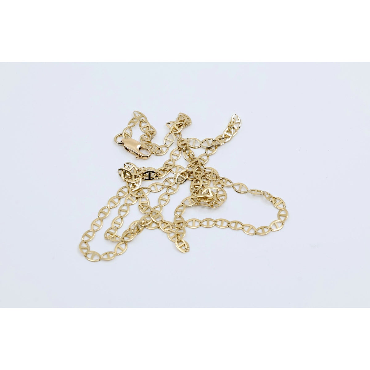 10K Yellow Gold Mariner Anchor Link Chain Necklace