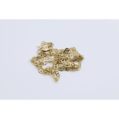 10K Yellow Gold Mariner Anchor Link Chain Necklace