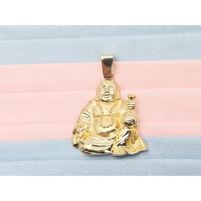IF & Co Micro Lucky Buddha Piece Diamond Eyes Money Bag 14k Solid Yellow Gold
