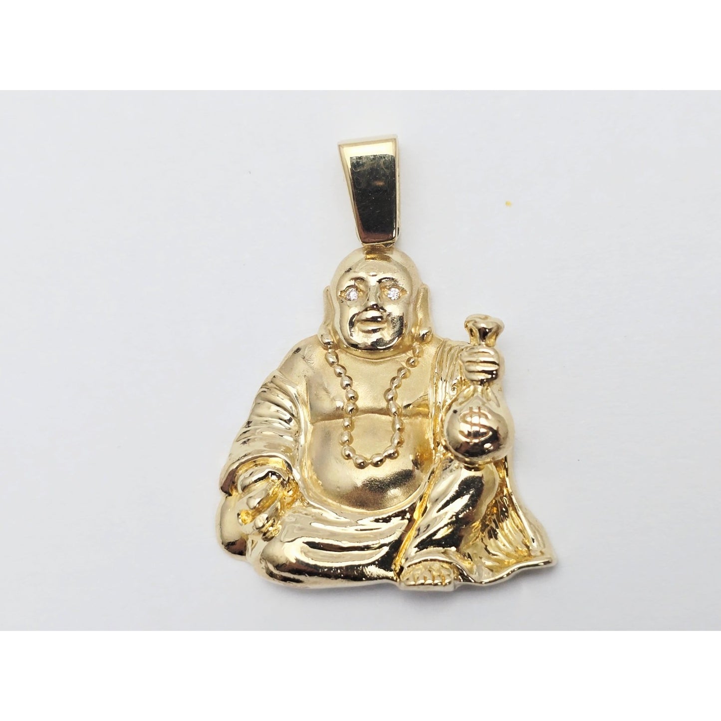 IF & Co Micro Lucky Buddha Piece Diamond Eyes Money Bag 14k Solid Yellow Gold