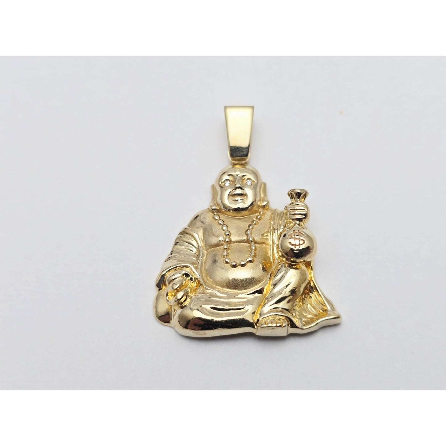 IF & Co Micro Lucky Buddha Piece Diamond Eyes Money Bag 14k Solid Yellow Gold