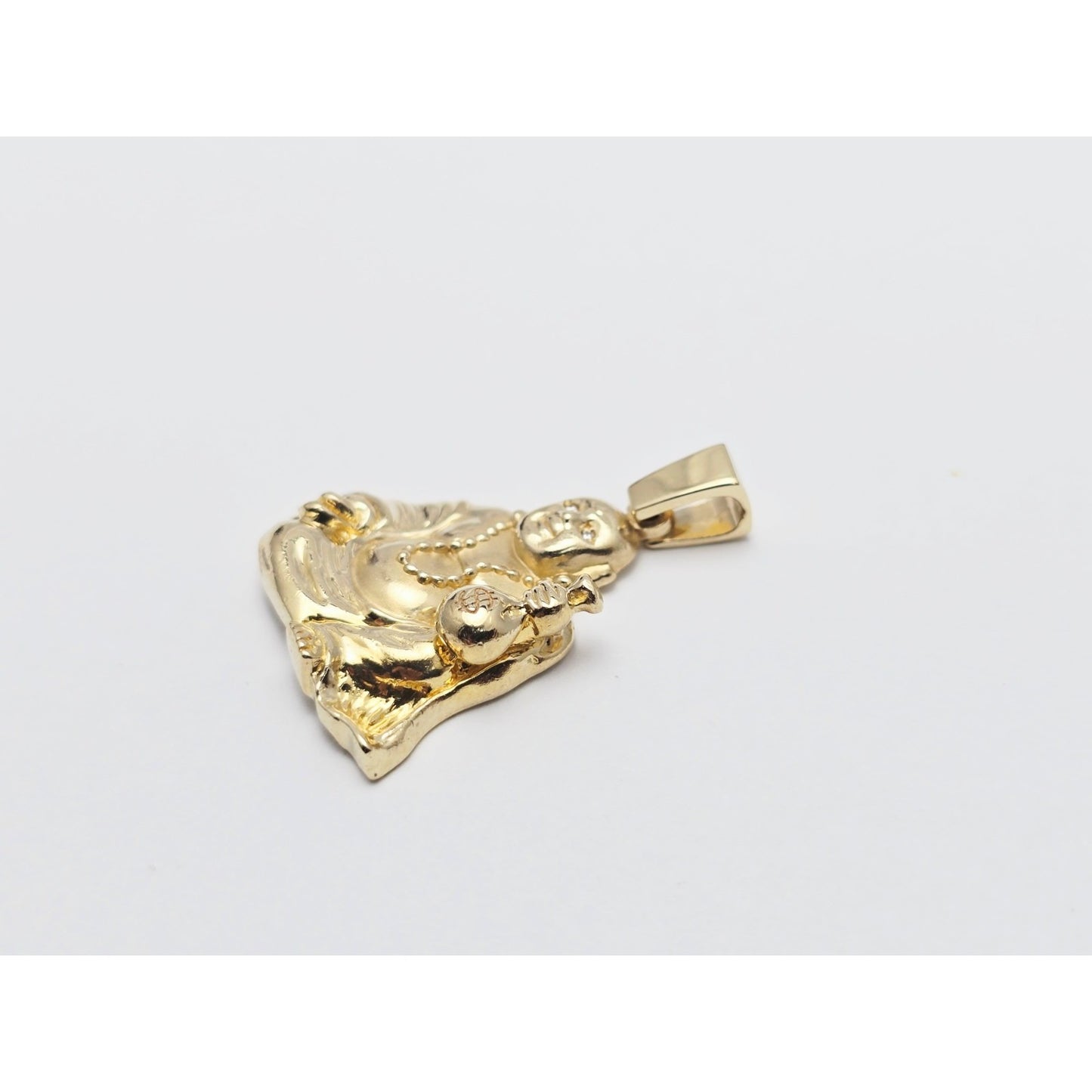 IF & Co Micro Lucky Buddha Piece Diamond Eyes Money Bag 14k Solid Yellow Gold