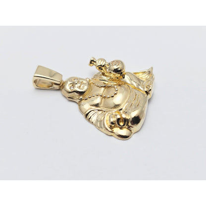 IF & Co Micro Lucky Buddha Piece Diamond Eyes Money Bag 14k Solid Yellow Gold