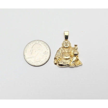 IF & Co Micro Lucky Buddha Piece Diamond Eyes Money Bag 14k Solid Yellow Gold