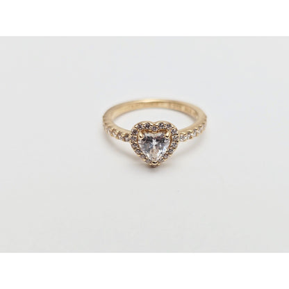 Pandora Timeless CZ Elevated Heart 14K Yellow Gold Ring