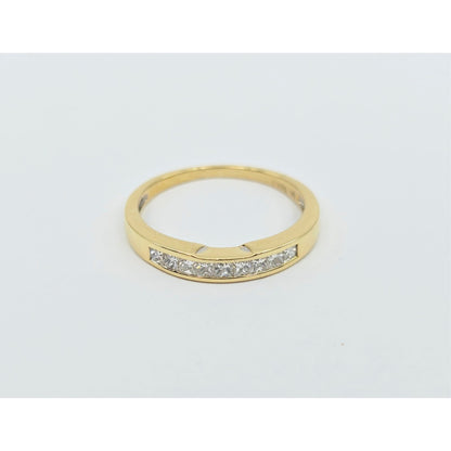 18K Yellow Gold Single Row 9 Princess Cut Diamond Wedding Ring Band