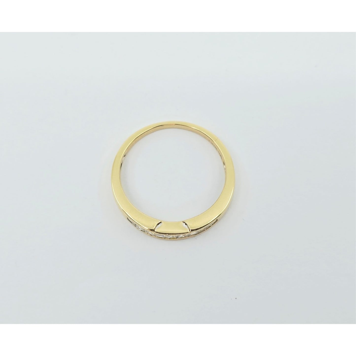 18K Yellow Gold Single Row 9 Princess Cut Diamond Wedding Ring Band