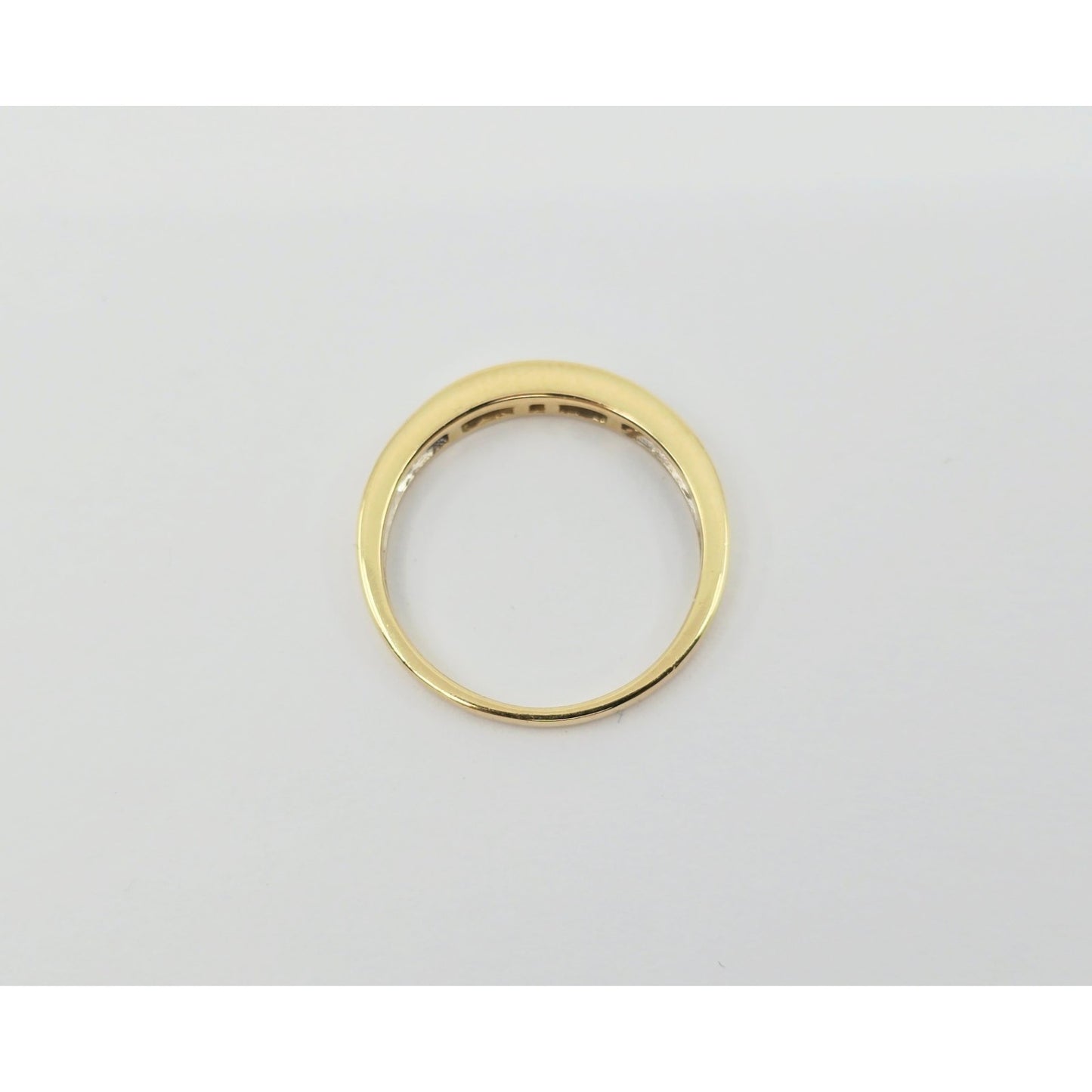 18K Yellow Gold Single Row 9 Princess Cut Diamond Wedding Ring Band
