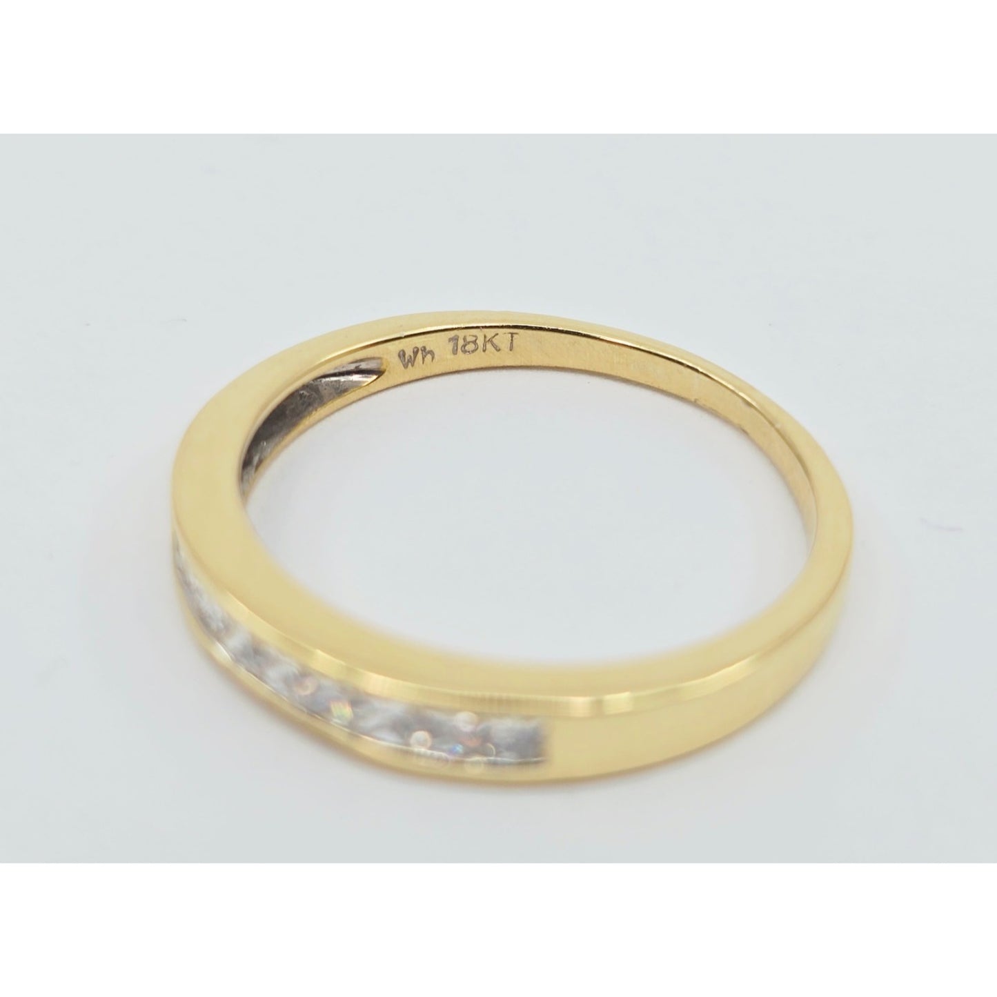18K Yellow Gold Single Row 9 Princess Cut Diamond Wedding Ring Band