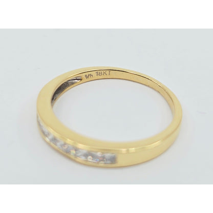 18K Yellow Gold Single Row 9 Princess Cut Diamond Wedding Ring Band