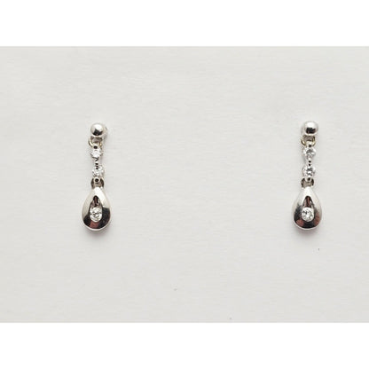 14K White Gold Drop Dangle Diamond Teardrop Stud Earrings