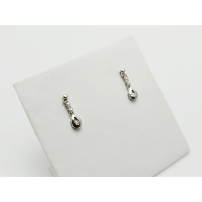 14K White Gold Drop Dangle Diamond Teardrop Stud Earrings