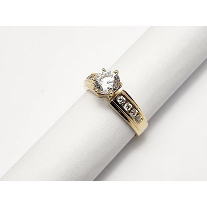 14K Yellow Gold Ladies Cubic Zirconia Engagement Ring