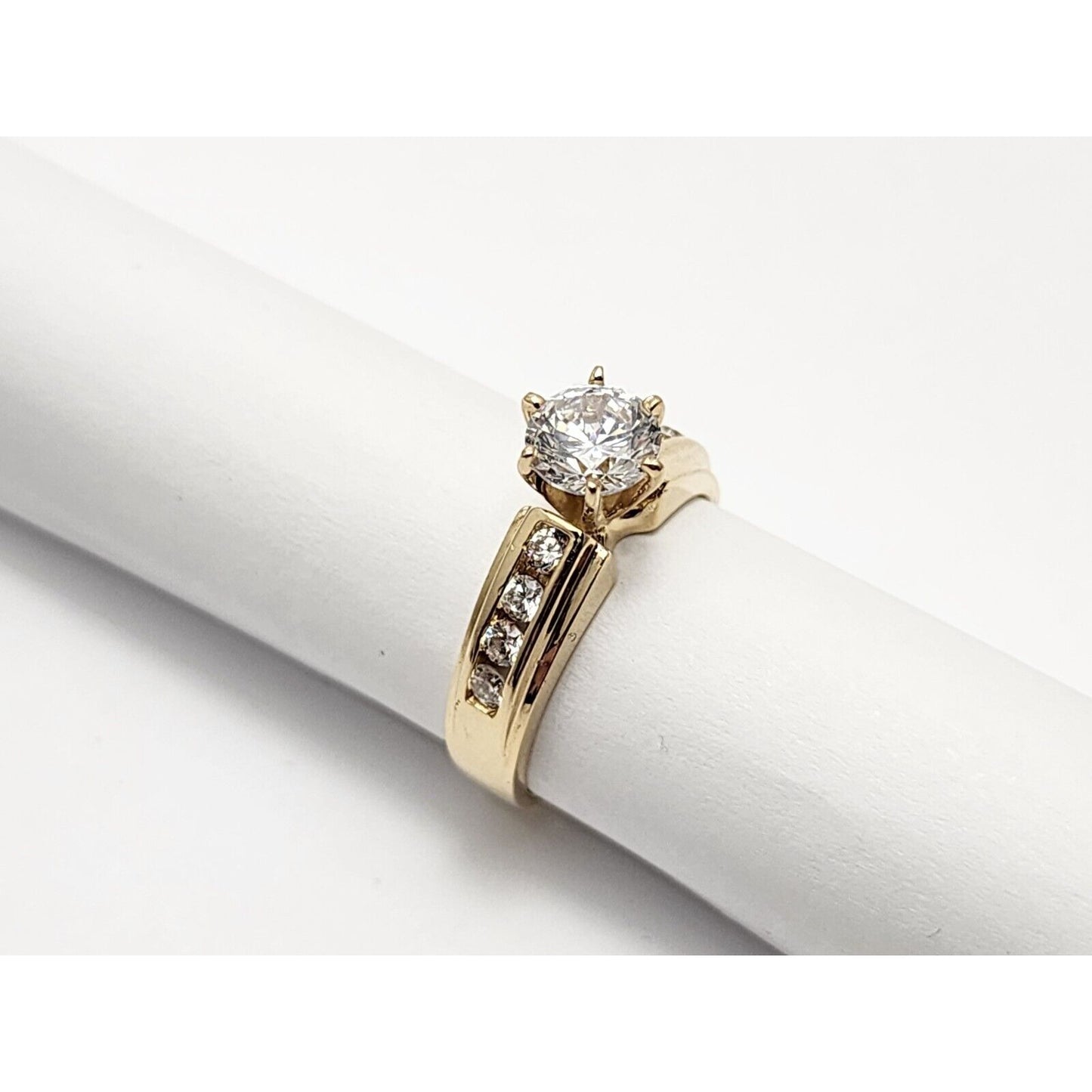 14K Yellow Gold Ladies Cubic Zirconia Engagement Ring