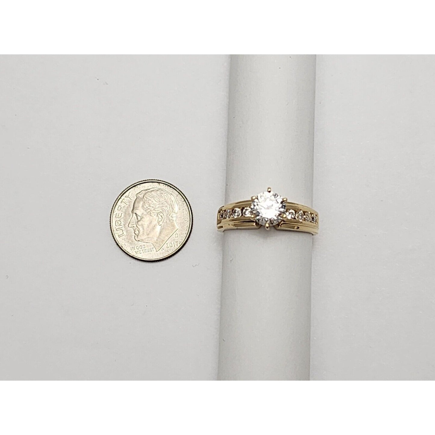 14K Yellow Gold Ladies Cubic Zirconia Engagement Ring